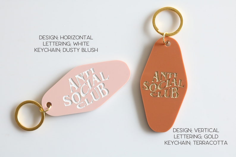 anti social club motel keychain | CHOOSE YOUR COLOR | anti social | gift | birthday | anxious | key | retro | introvert | adhd | alone Bild 5
