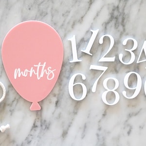 acrylic balloon baby age monthly milestone sign | baby gift | keepsake | baby shower | first year | month | new baby | engraved | marker