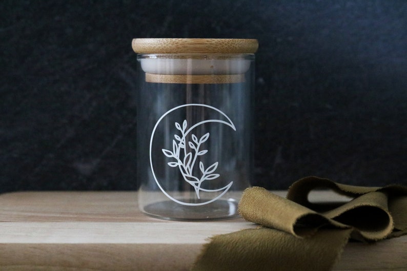 floral moon stash jar SHORTY | stash jar container | stash box | cannabis jar | cbd jar | weed jar | marijuana jar | cbd holder | witch 