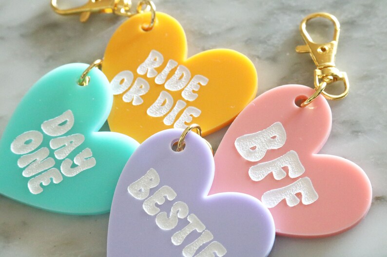 Best Friend Keychain | Bff | Bestie | Conversation Heart | Back to ...