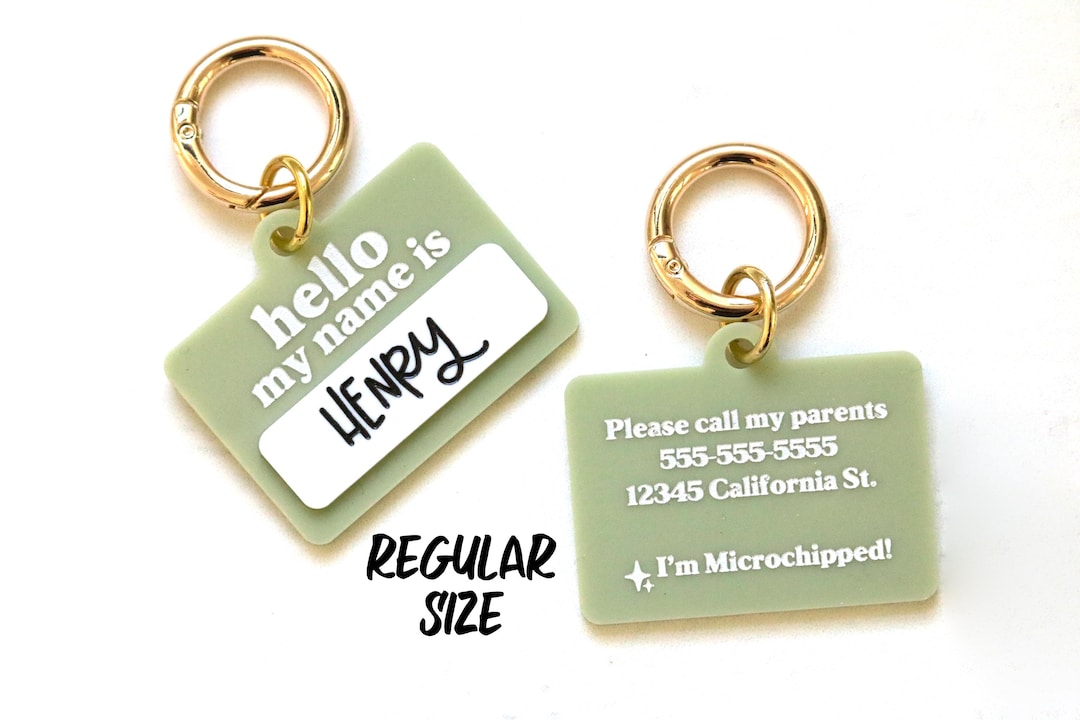 Hello My Name is Custom Pet ID Tag | Personalized | Dog Cat | Name Tag ...