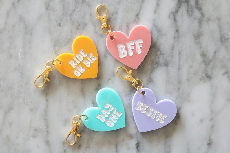 Best Friend Keychain | Bff | Bestie | Conversation Heart | Back to ...