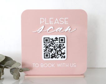 acrylic scan to book QR code business sign | appointment only | small business sign | book | appointment booking | scan | touchless | office