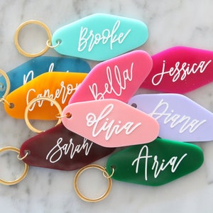 colorful motel keychain | custom calligraphy name | CHOOSE YOUR COLOR | back to school | personalized | gift | backpack | key chain