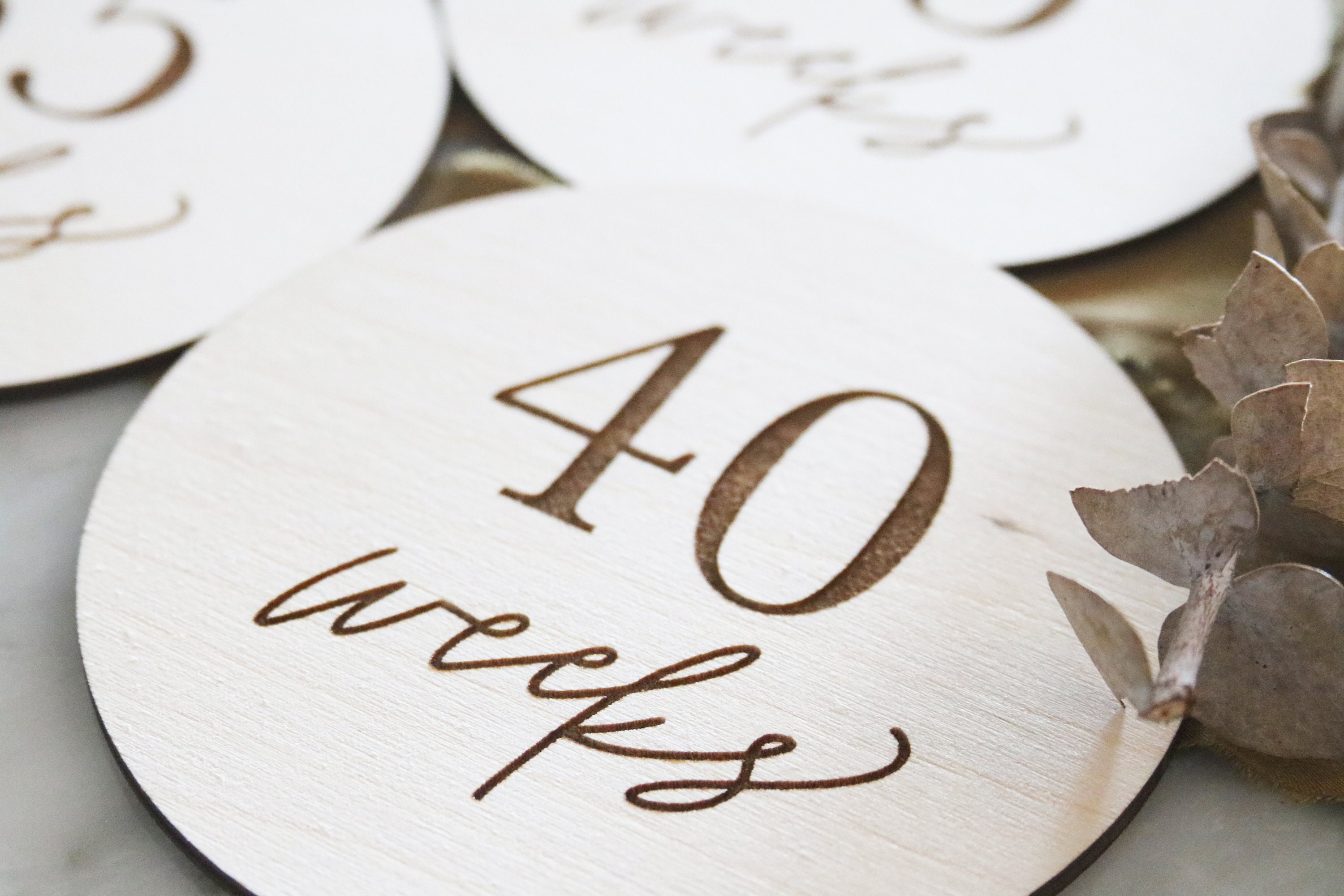 Set of Wood Pregnancy Weeks Milestone Signs | Expecting | Keepsake ...