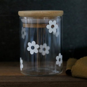 retro daisy flower stash jar | 2 sizes | stash jar container | groovy | 70&#39;s | stash box | holder