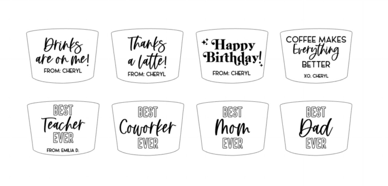 Wood Latte Coffee Cup Gift Card Holder CHOOSE YOUR DESIGN Etsy