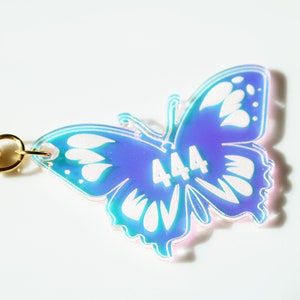 iridescent angel number butterfly keychain | manifest protection balance lucky alignment key chain 111 222 333 444 555 666 777 888 999 1111