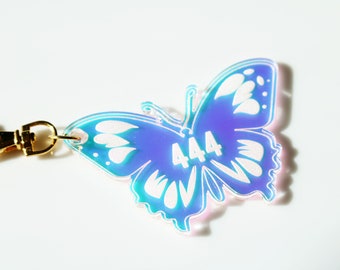 iridescent angel number butterfly keychain | manifest protection balance lucky alignment key chain 111 222 333 444 555 666 777 888 999 1111