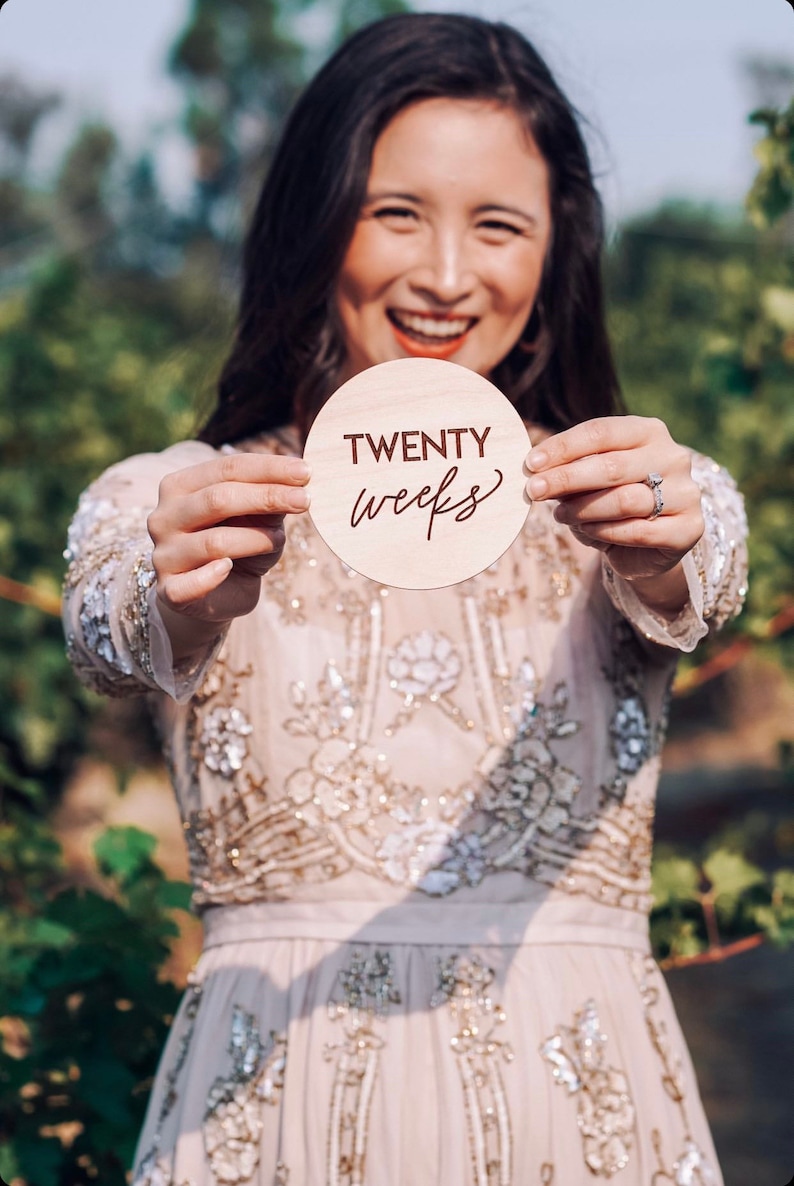 Set of Wood Pregnancy Weeks Milestone Signs Expecting Etsy