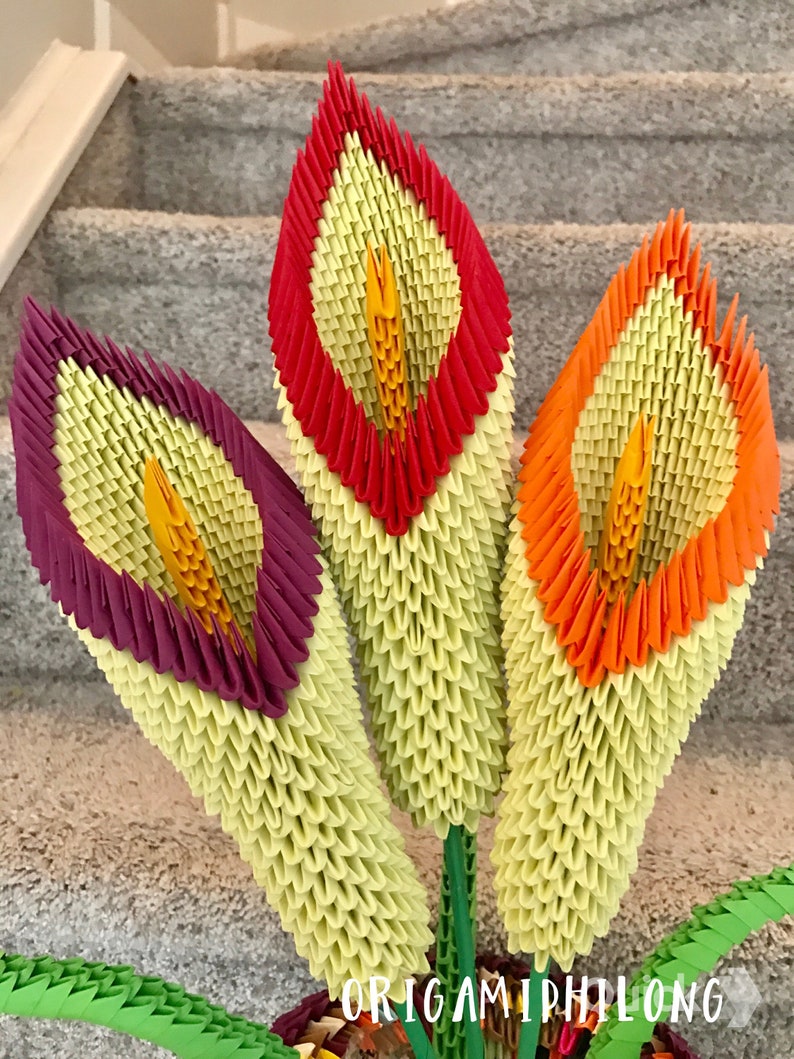 Calla Lily Vase 3D Origami Flowers 3D Origami Handmade Art Etsy