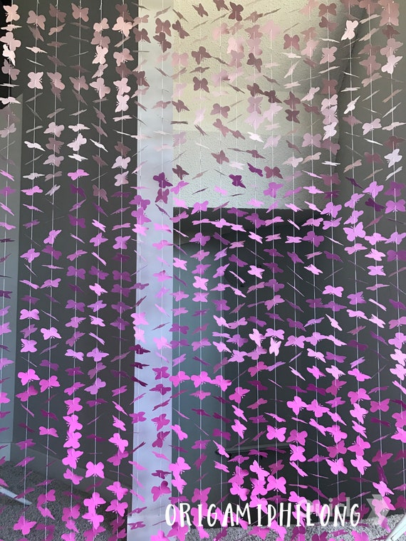 20 Strands Butterflies Die-Cut- Ombre Pink Lilac Butterflies Backdrop - Butterflies Garland - Wedding Backdrop- Free Shipping US