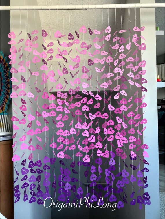 20 Strands Die Cut Hearts Backdrop- Wedding Heart Decor- Valentine’s Day Decor- Ombré Purple Wedding Backdrop