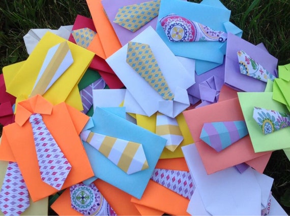 7 Paper Shirts with Tie- Father's Day - Boy's Birthday Party - Boy Room Decor- Card Making