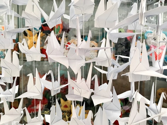 2000 5.5” White Origami Cranes On String - Japanese Photo Backdrop-Wedding Backdrop- Senbazuru- Engagement Decor