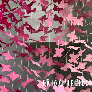 20 Strands Ombre Pink Paper Butterfly Backdrop Party Decor Pink Ombre Garland-Girls Birthday Party Free Shipping US image 5