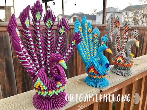 Swan- Big Peacock 3D Origami- Handmade Art Gift- Birthday Gift- Home Decoration- Free Shipping