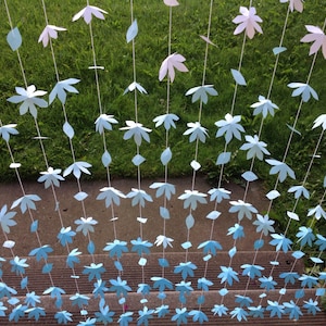 20 Strands Paper Flowers Paper Flower Curtain Paper Flower Garland Ombre Pink Purple Paper Flower Backdrop