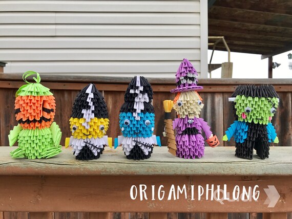 Halloween 3D Origami- Treat or Trick- Halloween Decoration - Halloween Gift- Handmade Art Gift- Free Shipping