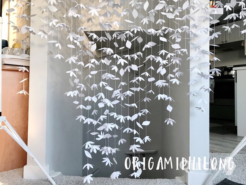 Paper Flower Backdrop White Paper Flower Curtain Paper Etsy
