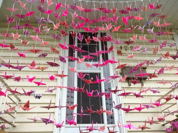 20 Strands/6 Mixed Pink Origami Crane- Origami Backdrop- Wedding Backdrop -Free Shipping US