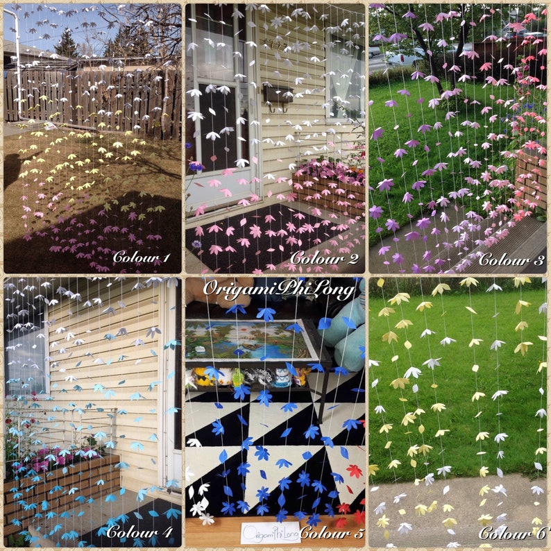 20 Strands Paper Flowers Paper Flower Curtain Paper Flower Garland Ombre Pink Purple Paper Flower Backdrop