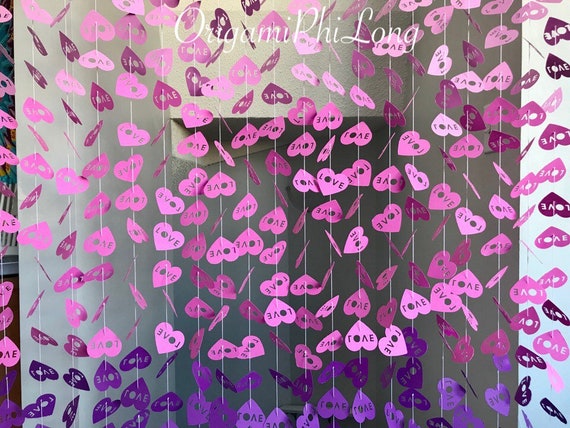 10 Strands Die Cut Hearts Garland- Ombre Purple Hearts Backdrop- Wedding Backdrop- Wedding Garland