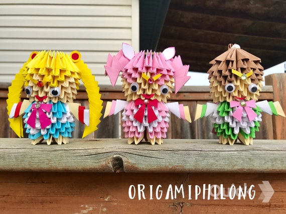 Sailor Moon 3D Origami-  Cartoon 3D Origami- Handmade Art Gift- Birthday Gift- Free Shipping