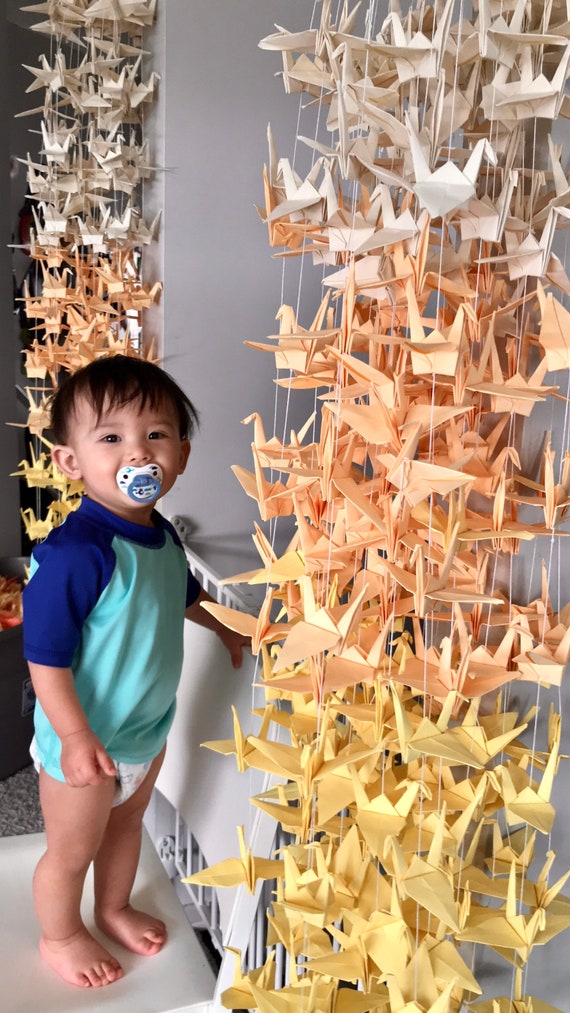 1000 5.5” Origami Cranes On Strings - Wedding Backdrop- Paper Cranes-  Wedding Decoration-  Free Shipping US & Canada