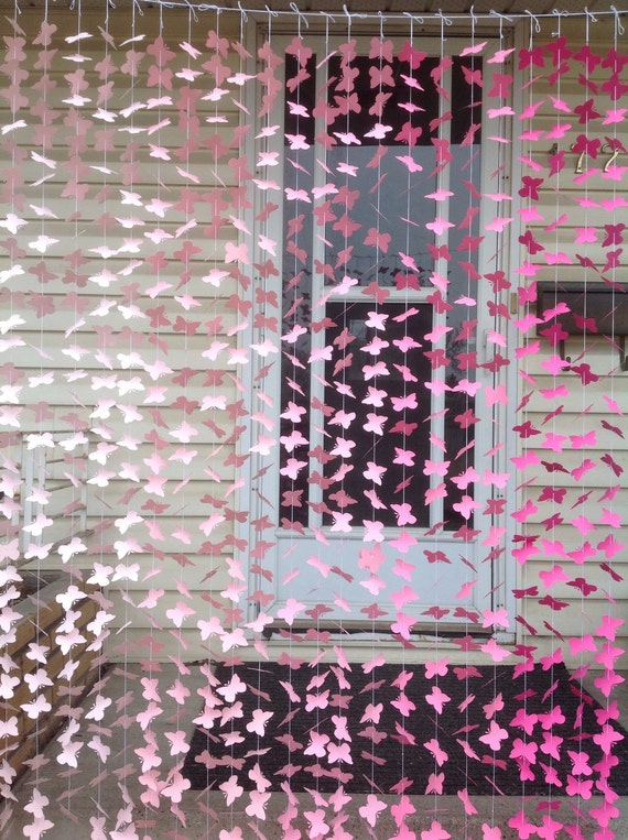 40 Strands Ombre Pink Butterfly Backdrop- Butterfly Garland, Party Decor, Birthday Party, Bridal Shower