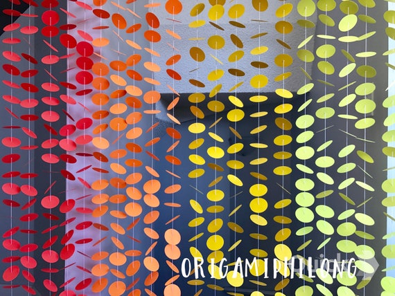 20 Strands Circle Garland- Ombre Yellow Orange Circle Backdrop- Party Decoration