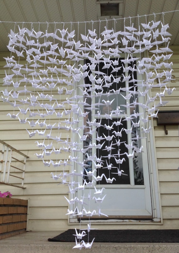 Cranes Origami Backdrop- Wedding Garland - Party Backdrop- Origami Curtain- Home Decor