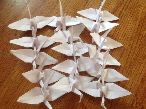 50 Origami Kraniche Weiß Papier Kraniche Hochzeit Geschenk Hochzeit Dekoration