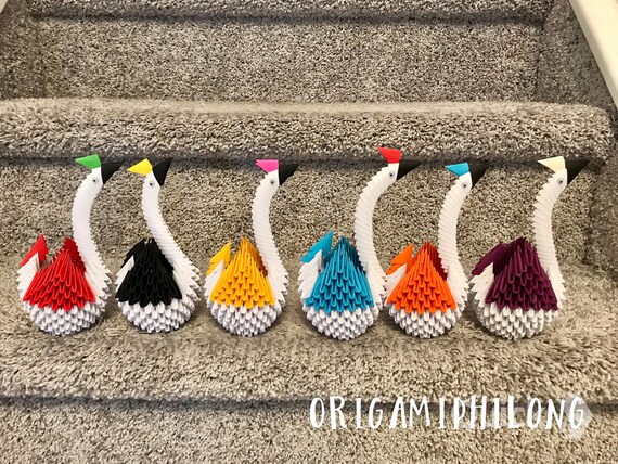 Swan 3D Origami Style 1- Wedding Decor- Handmade Art Gift- Home Decoration- Free Shipping US