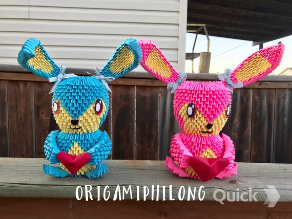 Bunny 3D Origami- Handmade Art Gift- Birthday Gift- Home Decoration- Free Shipping