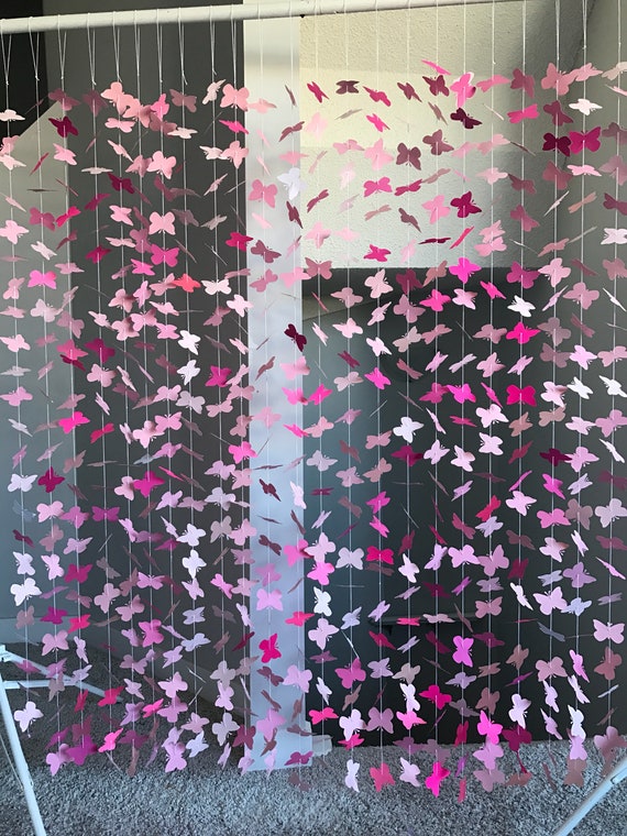 20 Strands Mixed Random Multiples Different Of Pink Paper Butterfiles-  Flower Backdrop- Wedding Backdrop- Paper Flower Backdrop