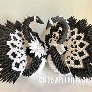 Marié paon - Marié cygne - Origami 3D - Cadeau artistique fait main - Décoration de mariage