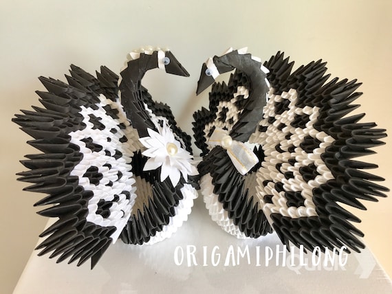 Peacock Bride Groom - Swan Bride Groom - 3D Origami - Handmade Art Gift- Wedding Decoration