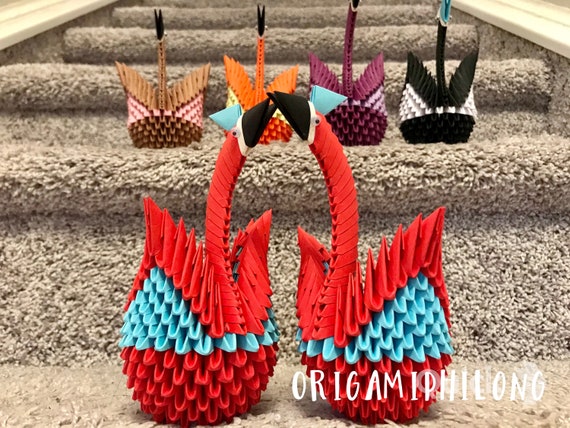 Swan 3D Origami Style 2- Handmade Gift- Unique Gift- Birthday Gift- Home Decoration-Free Shipping US