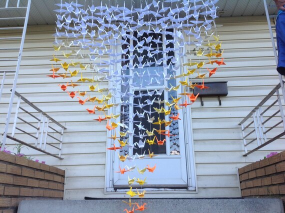 Origami Cranes Backdrop - Paper Cranes Garland- Party Decoration- Origami Curtain- Home Decor