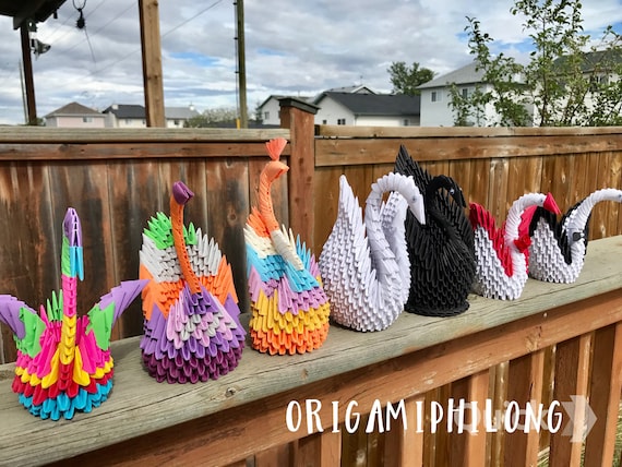 Swan 3D Origami- Peacock- Birthday Gift- Handmade Art Gift- Home Decoration- Free Shipping US