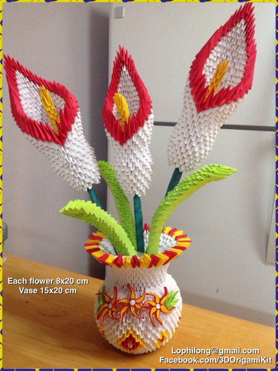 3D Origami Lily Vase Flower Paper Decoration 3D Origami Lily Vase Flower Paper Decoration