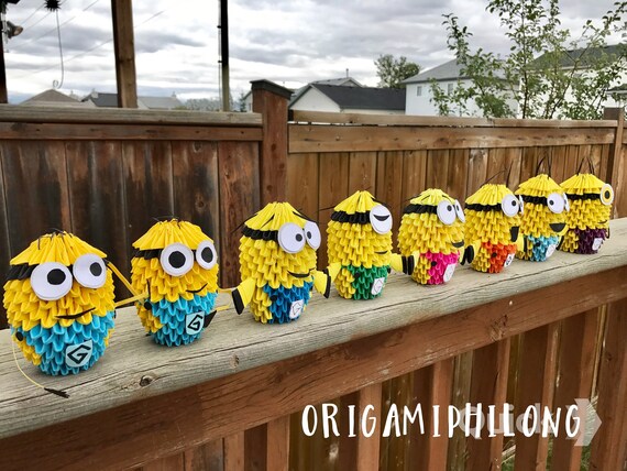 Minion 3D Origami- Handmade Art Gift- Home Decoration - Special Gift- Free Shipping