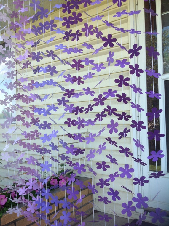 20 Strands Flower Backdrop- Ombre Purple Flowers Garland- Wedding Backdrop- Die Cut Paper Flowers Garland