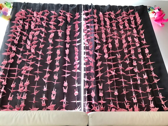 1000 5.5” Pink Origami Cranes On String - Japanese Photo Backdrop-Wedding Backdrop- Senbazuru- Engagement Decor
