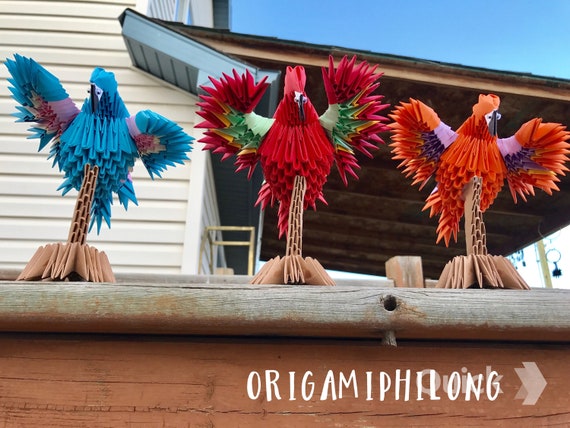 Parrot- Small Bird 3D Origami- Handmade Art Gift- Home Decoration- Free Shipping