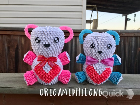 Bear 3D Origami - Handmade Art Gift - Home Decoration- Birthday Gift- Free Shipping