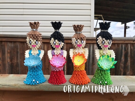 Doll 3D Origami- Bride 3D Origami- Handmade Art Gift- Wedding Decoration- Free Shipping
