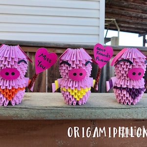 Origami 3D cochon mignon- décoration de la maison-cadeau d'art fait main-cadeau d'anniversaire-livraison gratuite