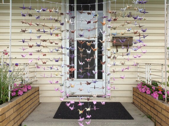 Origami Cranes Backdrop- Wedding Backdrop- Paper Cranes Curtain- Home Decor